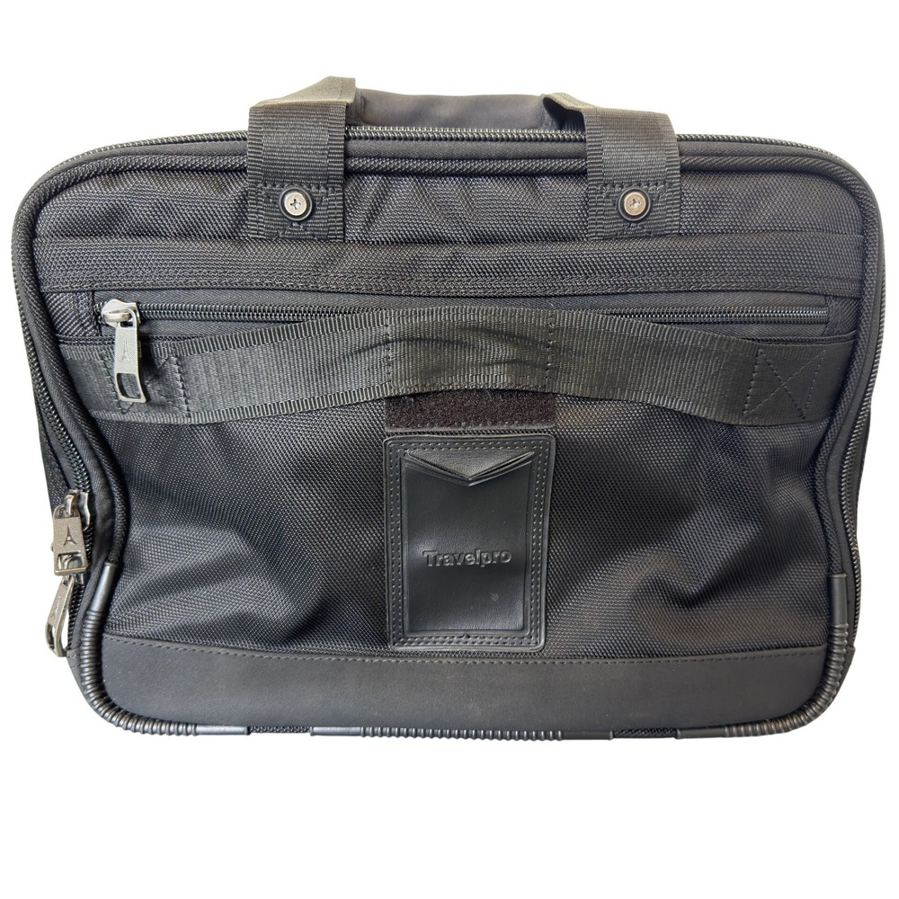 Travelpro Black Ballistic Nylon Flight Bag Multi-Pocket Carry On Travel Briefcas